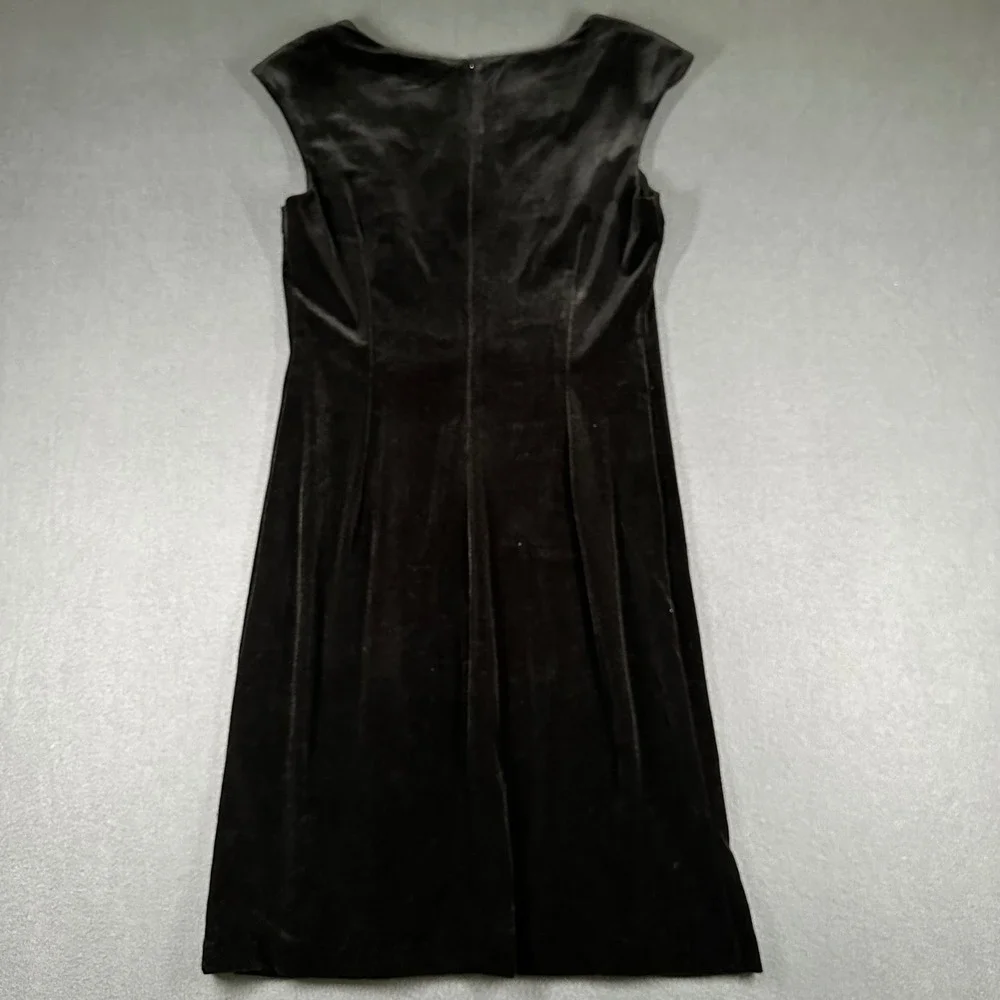 Connected Apparel Dress Womens 8P Black Velvet Red Lace Sheath Party Career - Picture 12 of 16